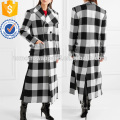 Checked wWool-gabardine Coat Manufacture Wholesale Fashion Women Apparel (TA3001C)